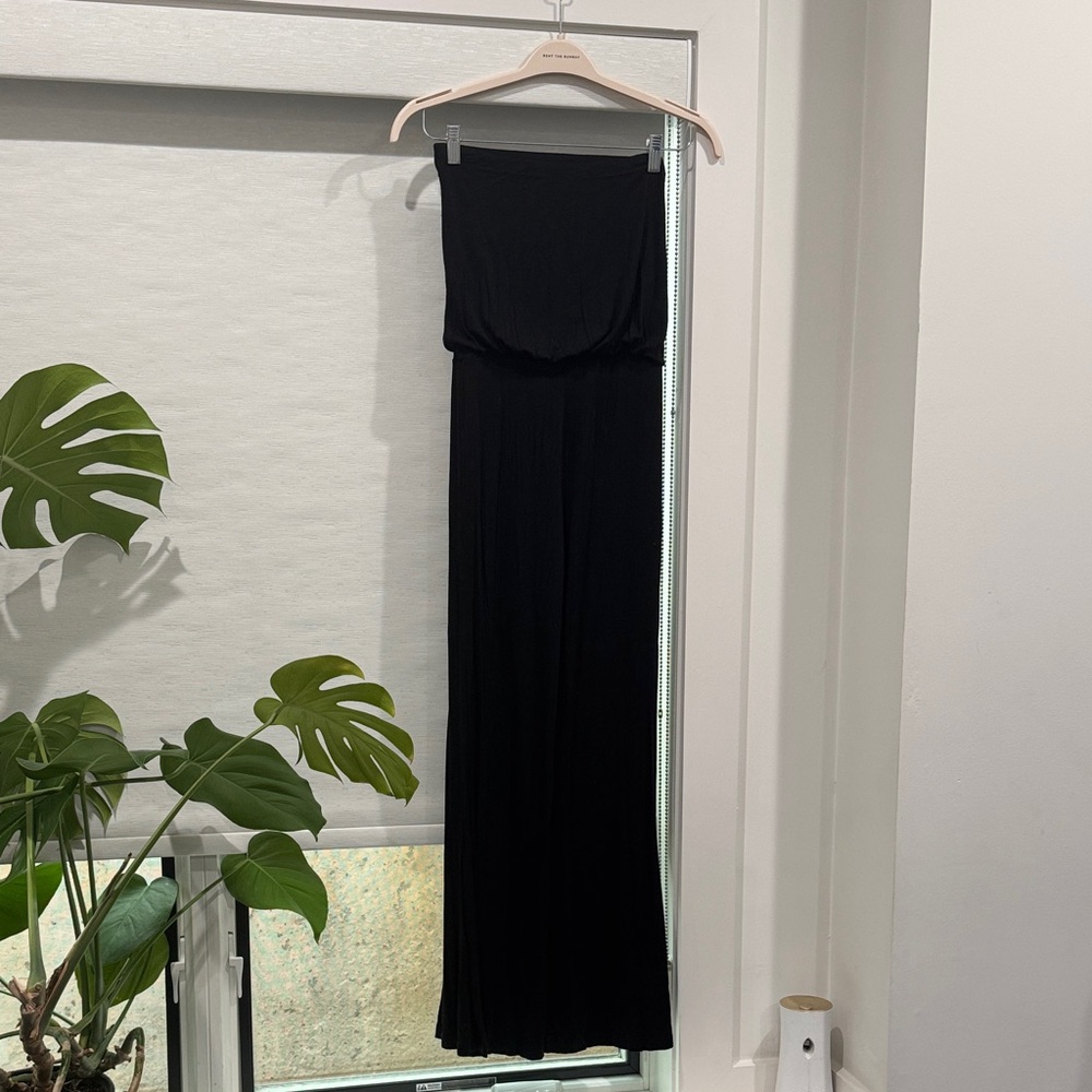 Casual Black Strapless Maxi Jumpsuit